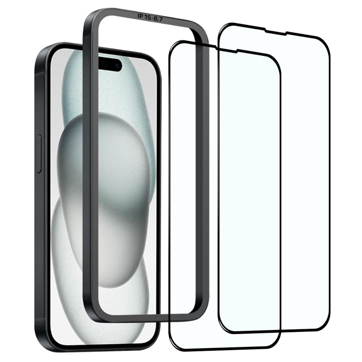 

NORTHJO 2Pcs A+ для iPhone 15 Plus High Aluminium-Silicon Glass Film Silk Printing Screen Protector з інструментом для встановлення As Shown A