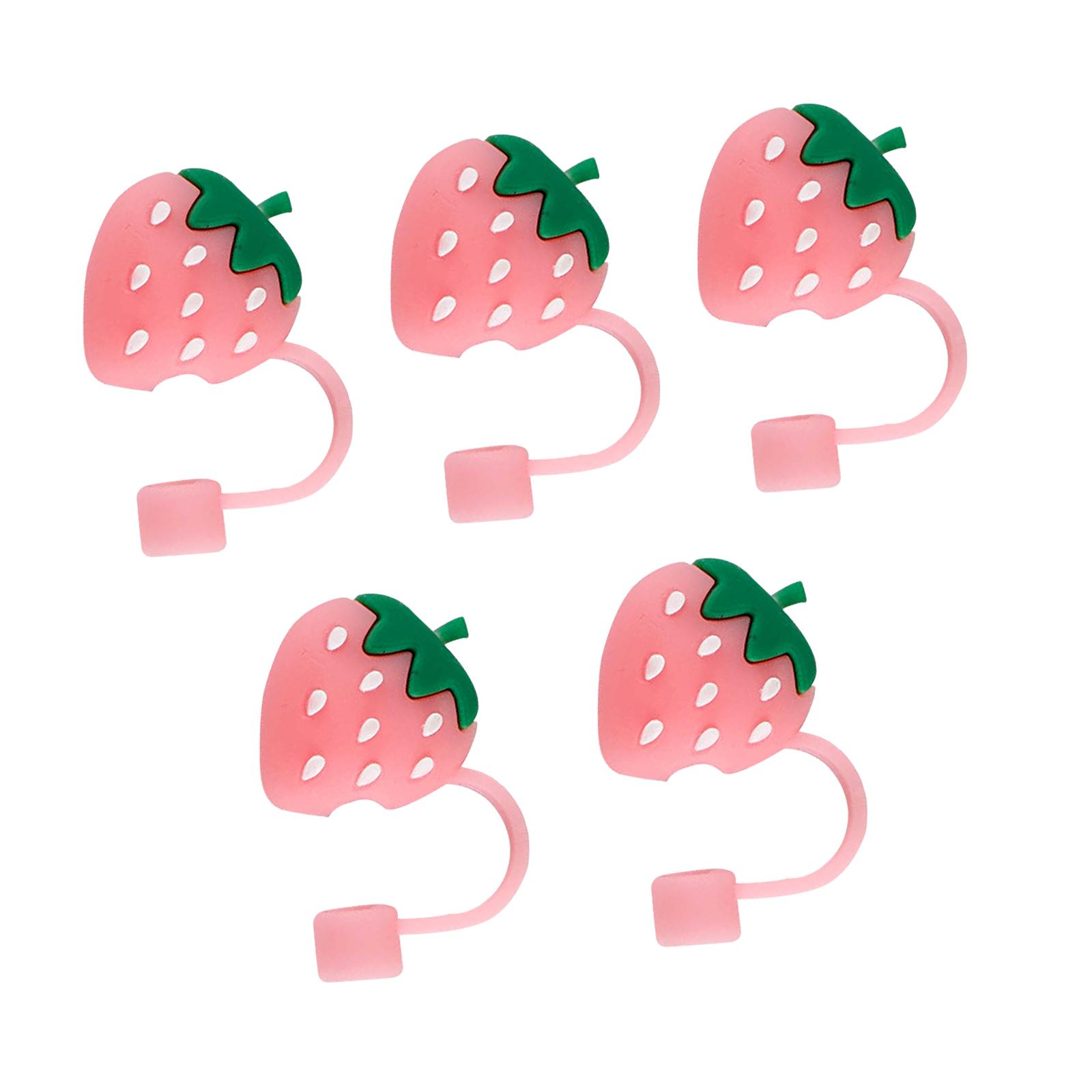 

Portable Straw Cover Silicone Strawberry Cap Reusable Dust Seal Plug for Outdoor and Home Drinkware розовый