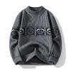Long-sleeved Geometric Shape Contrasting Color Round Neck Sweater Men's Pullover Top