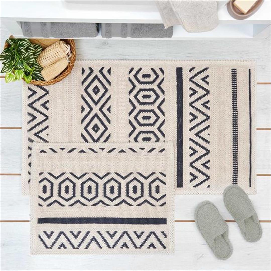 

Килимок для ванної Bluenity Hat Natural Cotton 2 Piece Navy Blue 50x60 см + 60x100 см синій