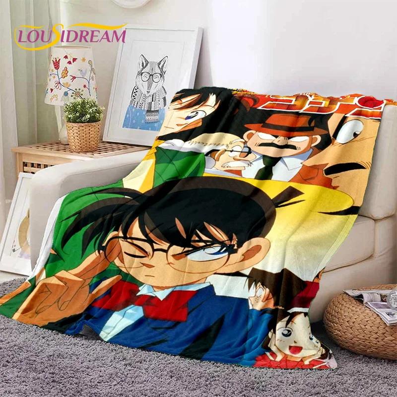 Anime Detektiv Conan Cartoon Weiche Flanelldecke für Betten Schlafzimmer Sofa Picknick, Überwurfdecke zum Zudecken Outdoor Freizeit Nickerchen Geschenk