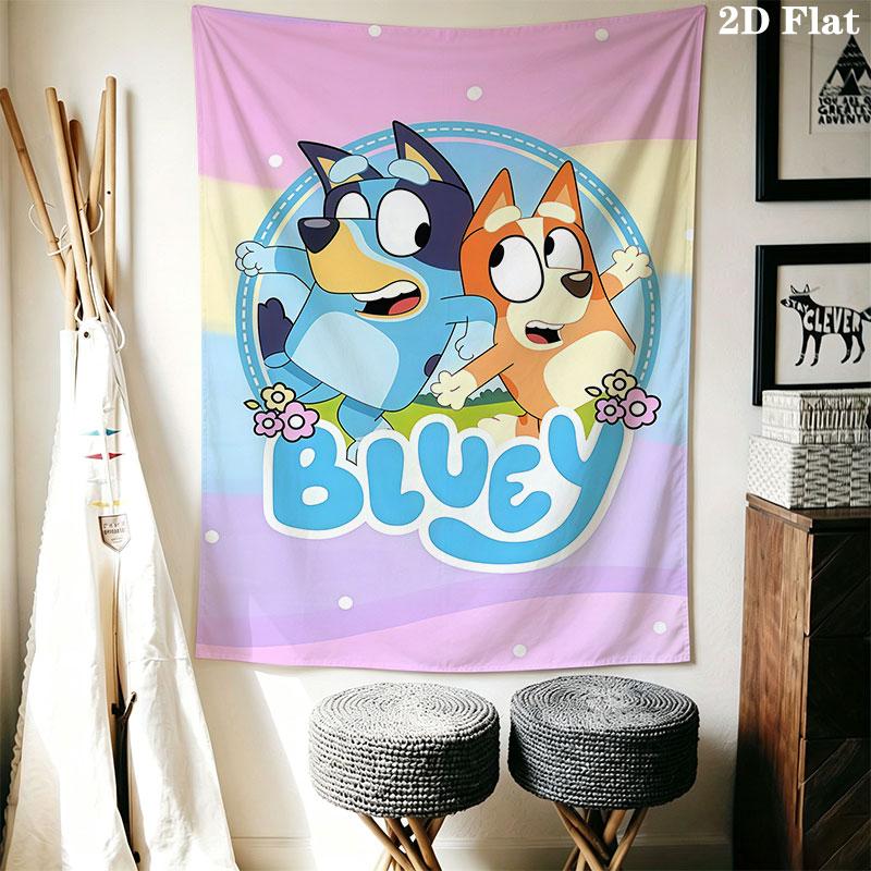 Bluey Animation Wall Hanging Printed Fabric Blanket Decorative Tapestries for Bedroom Living Room Home Decor