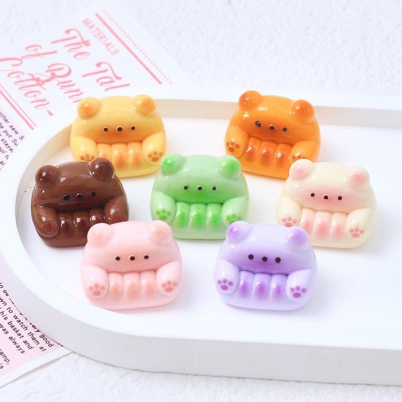 3D Bear Sofa Cartoon Shoe Charms, Cream Glue, Resin DIY Jewelry Accessories