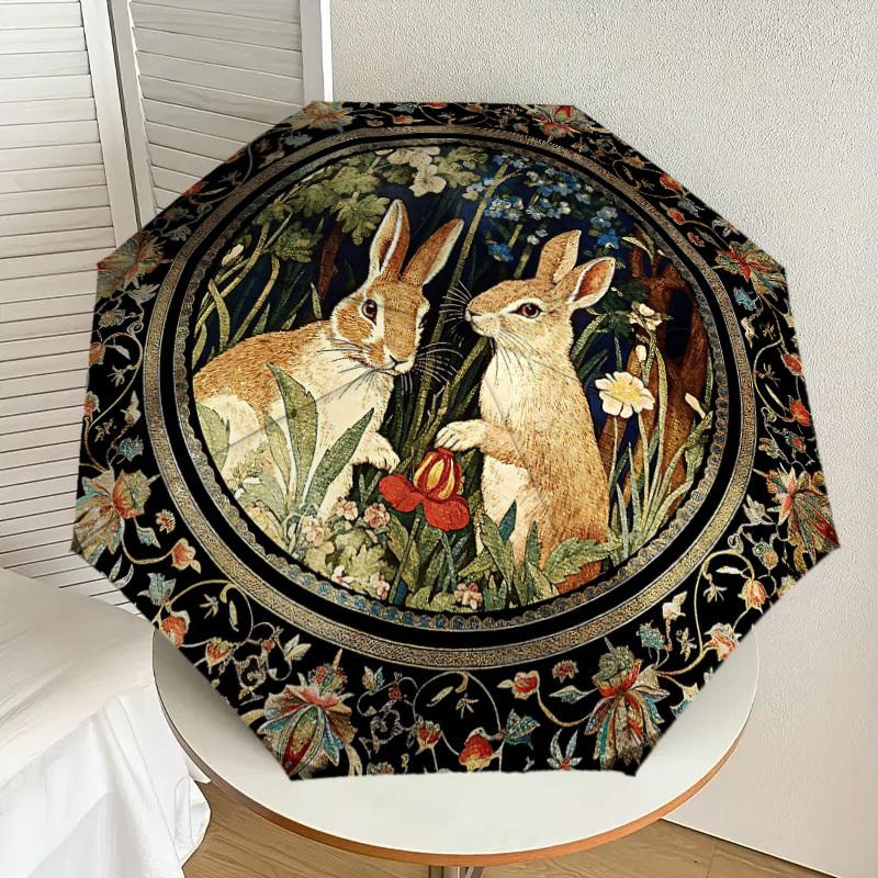 1PC rabbit garden Umbrella-8-Rib Reinforced, Automatic Open, Lightweight & Durable, Cute Fashion Accessory for Outdoor-W9222
