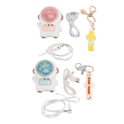 Astronaut Portable Fan Mini USB Charging Handheld Leafless Portable Neck Hanging Fan for Working Res