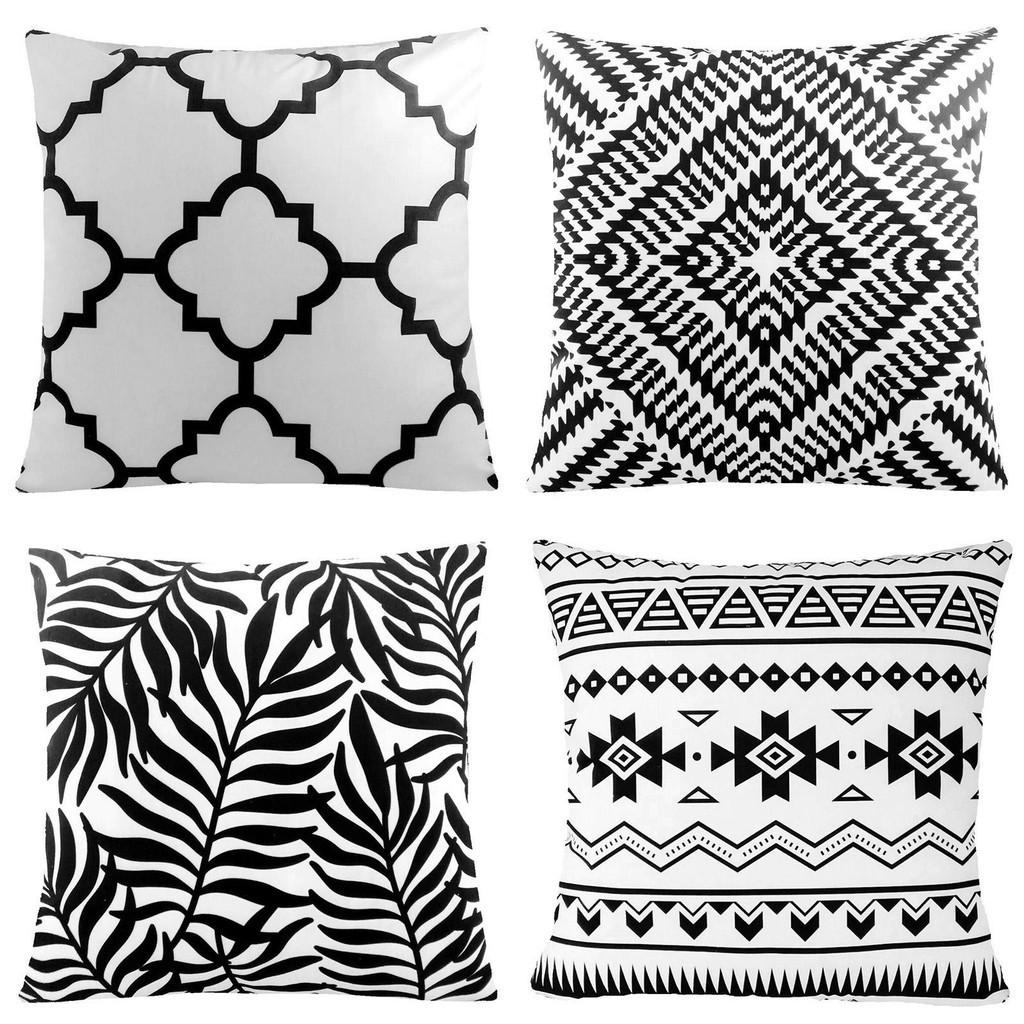Versatile Black And White Geometric Cushion Cover For Effortless Home Styling