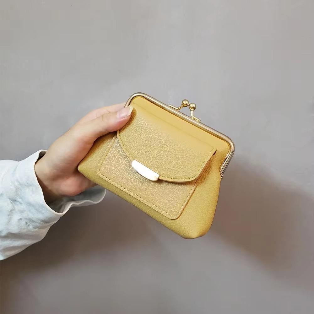 

Ключи/Помады/Наушники Кошелек из кожи с застежкой-фермуаром с узором личи Маленькая сумка для мелочей Женский жёлтый