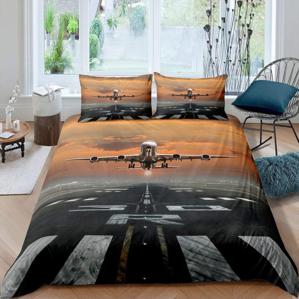 Flygplan Påslakanset Himmel Moln Polyester Täcke Överdrag För Barn Tonåringar Vuxna Sängkläder Set King Queen Storlek Med Örngott