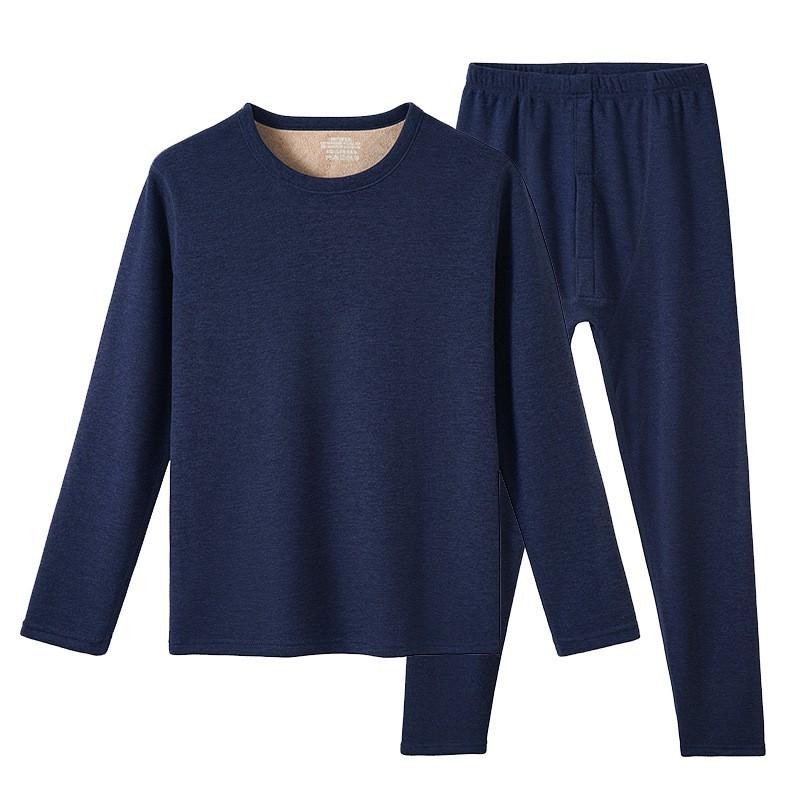 Men Women Thermal Underwear Set Fleece Lined Round Neck Warm Base Layer Winter Top Bottom
