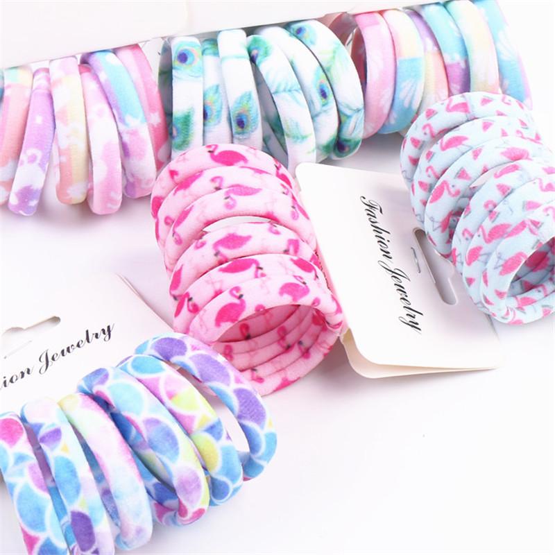 6Pcs/Set High Elasticity Printed Scrunchie Women Girls Children Elastic Hair Rubber Bands Accessories Tie Hair Rope Ring Holder