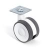 KROOS SWIVEL WHEEL DOUBLE RING Ø60 WITH PLATE WHITE FINISH BRAKE WITHOUT BRAKE