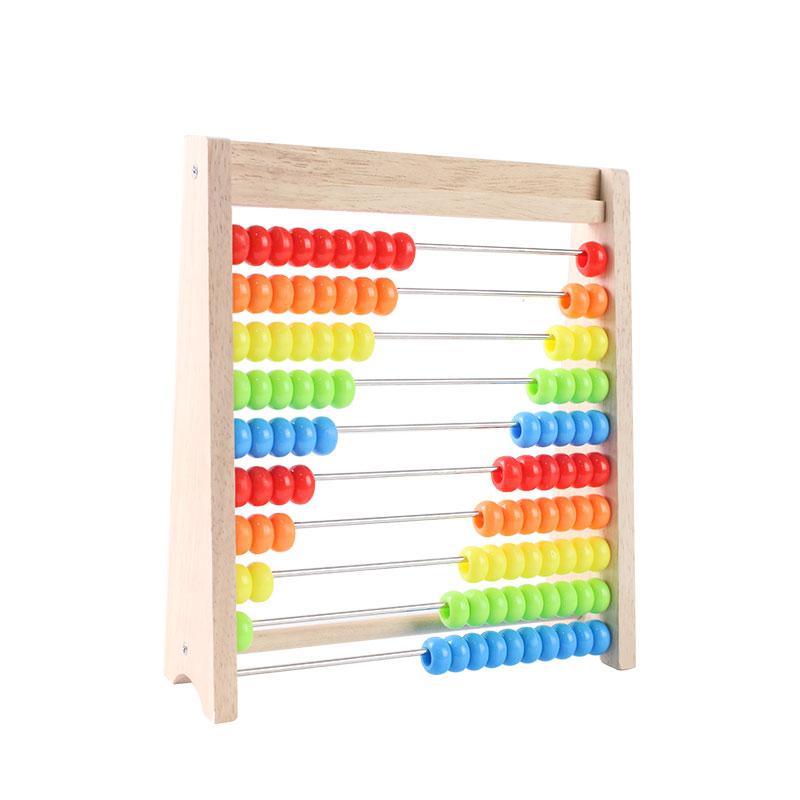 

Montessori Education Math Toy Wooden Abacus Math Aid Children Rainbow Counting Beads Addition Subtraction Operation Learning