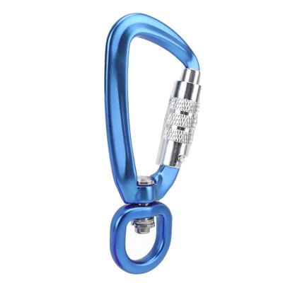 Karabinerhaken mit automatischer Verriegelung, 360°-Drehhaken, Zubehör für Hundeleinen, Hängematten, Rucksäcke, Blau