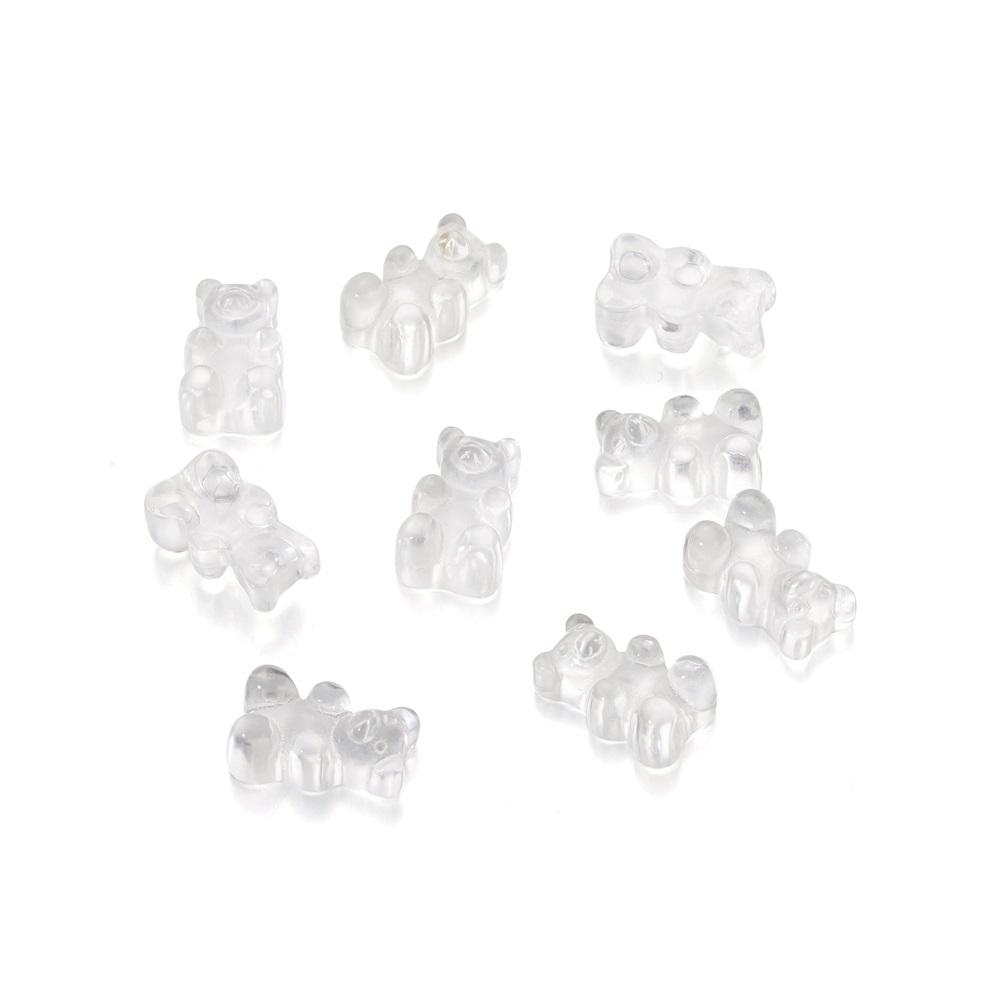 10Pcs/Lot Candy Color Resin Mini No Hole Bear Charms Pendants for DIY Earrings Necklace Bracelet Jewelry Making Accessories