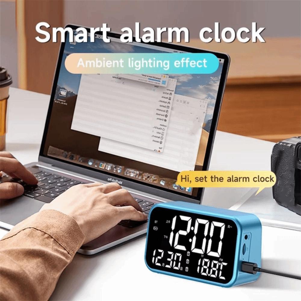 Large Mirror Alarm Clock Rechargeable Electronic Clock Smart LED Display Clock  Travel