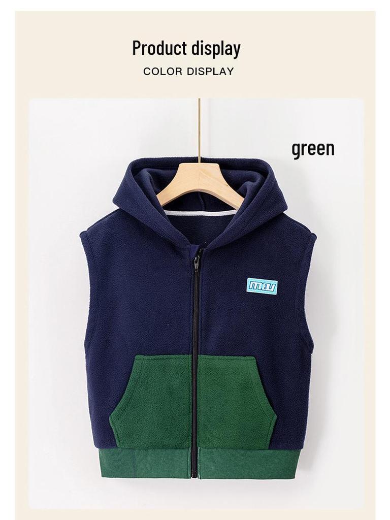 Kids' Hooded Fleece Vest - Sleeveless Autumn/Winter Style for Boys & Girls