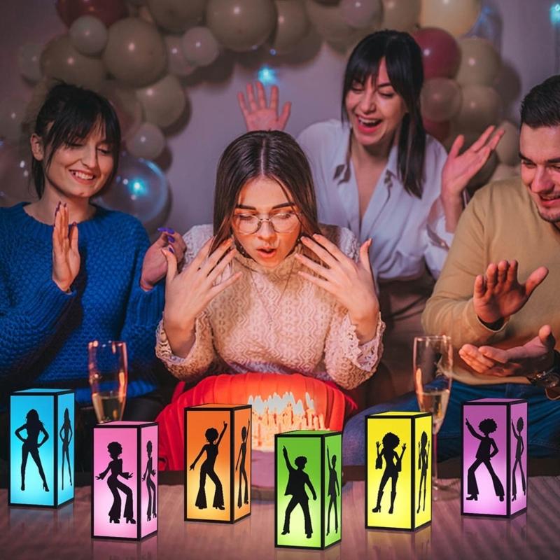 Retro Decorative Disco Box Paper Lantern Box Centerpieces for Table 70s 80s Music Themed Party Birthday Decoration