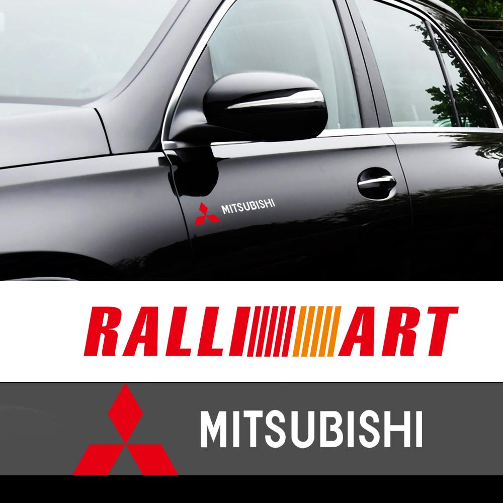 2uds Pegatina de Vinilo para Coche Decoración de Carrocería y Maletero Pegatina Calcomanía Accesorios Para Mitsubishi Ralliart Lancer EX Outlander ASX EX10 Pajer