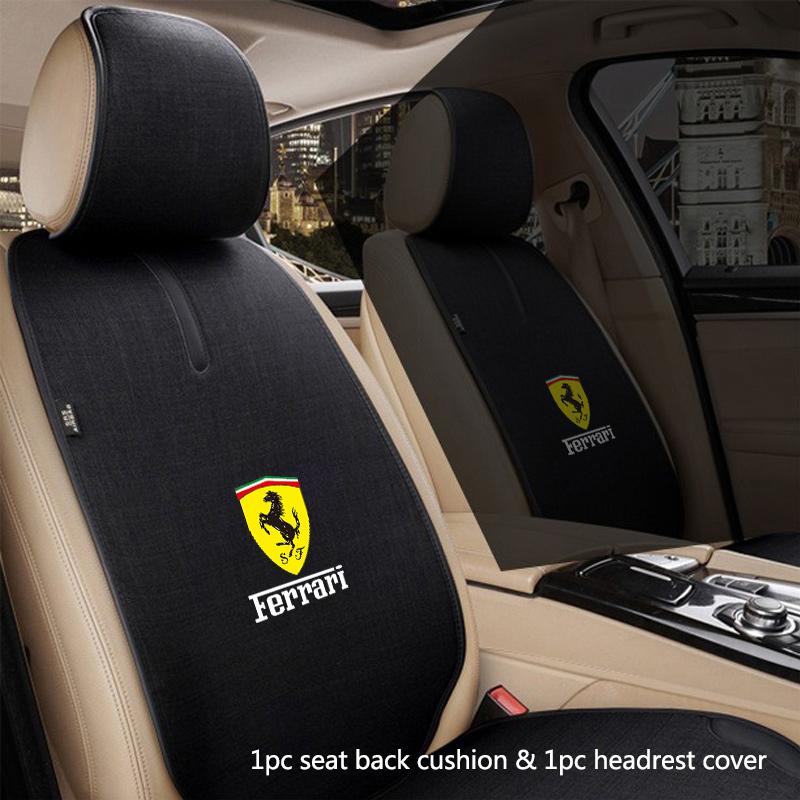 Universelle Autositzbezüge Leinen Vorne Hinten Rückenlehne Sitzkissen Matte Schutzmatte für Ferrari SP1 812 F40 SF90 458 488 599 612 F12