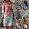 JPNTKY Moda Autunno Inverno Manica Lunga Scollo a V Abiti Casual
