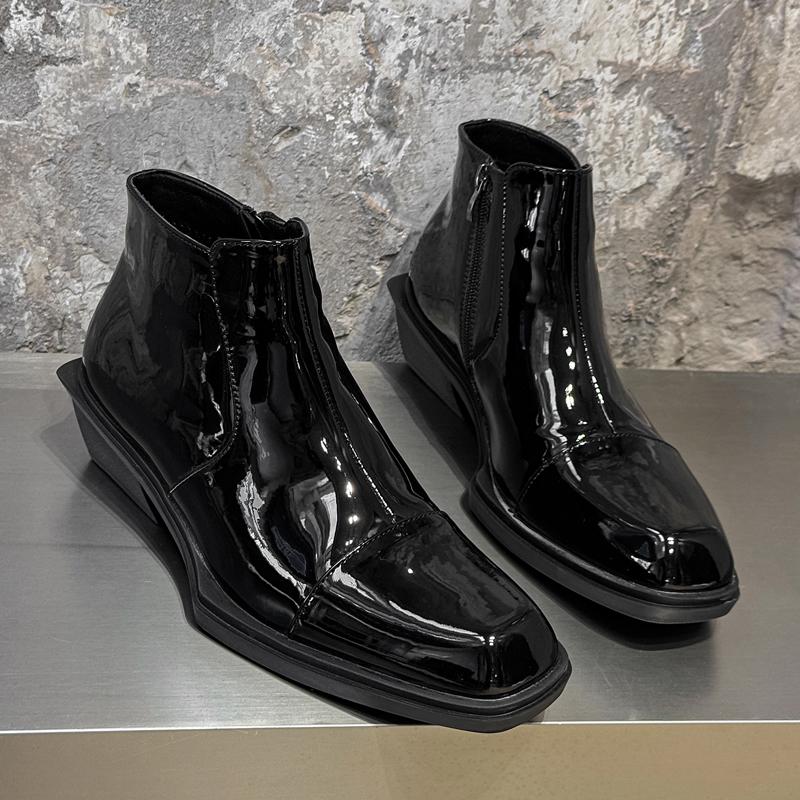 Fashion Stylish Casual Leather Mens Ankle Boots High Top Leather Shoes Fashion Business Casual Shoes New Arrival Male Chelsea Footwear