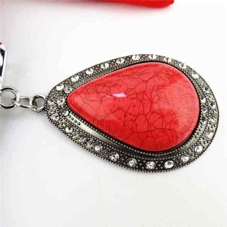 4 Colors Woman's Long Resin Little Rhinestone Pendant Shawl Scarf Necklace Scarf with Pendant