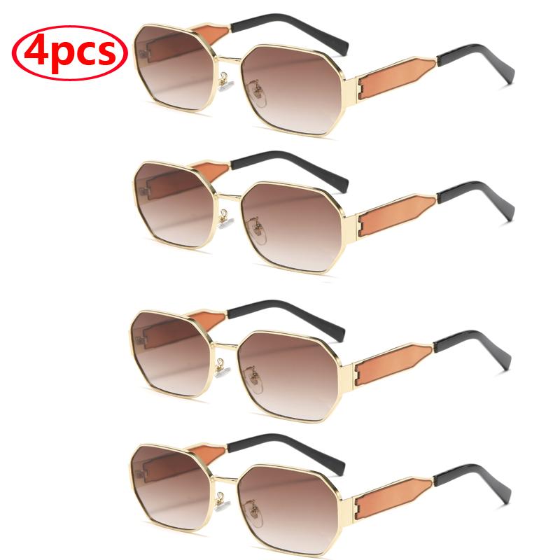 Protective Glasses New Fashion Polygon Sunglasses Women Men Metal Rectangle Sun Glasses Female Popular Black Lens Eyewear UV400