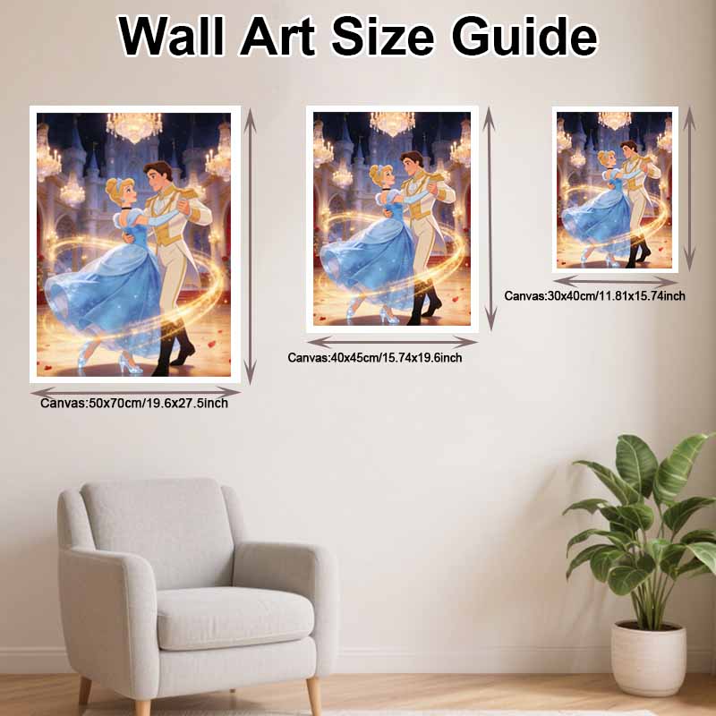 Disney Diamond Art Painting Kit 5D Cinderella Prince Charming Dance Diamond Painting Dot Art Kit Home Wall Decor