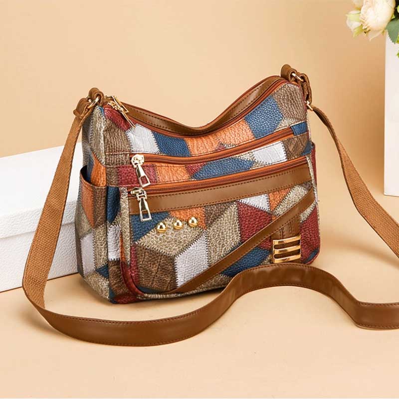 Vintage Colorful Plaid Women's Crossbody Bags For Daily Used Large Capacity Commuting Shoulder Bag Versatile Ladies Handbags