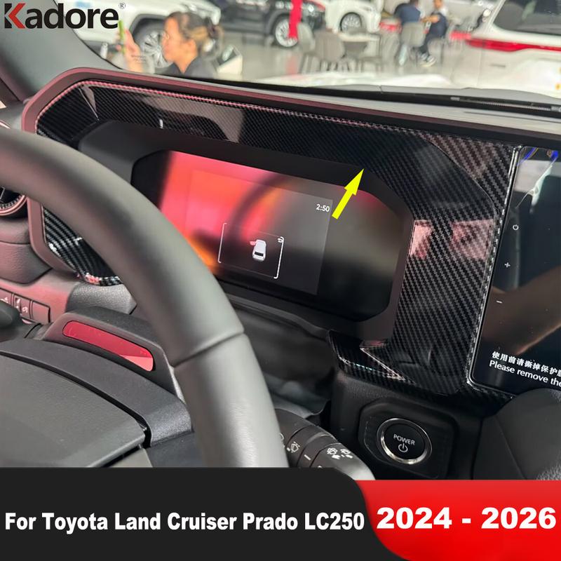 For Toyota Land Cruiser Prado LC250 2024-2026 Car Dashboard trument Screen Frame Cover Trim Carbon Fiber Interior Accessories