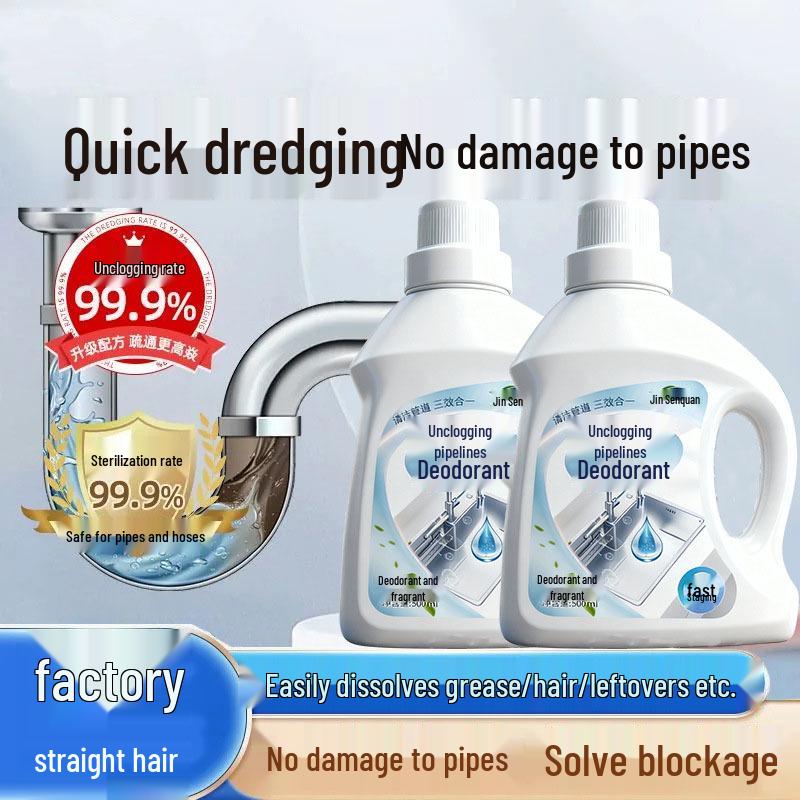 Powerful Liquid Pipe Dredger: Unclogs Toilets, Sewer Lines, and Dissolves Kitchen Grease with Deodorizing Effect