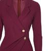 Women Pencil Dress Solid Color Buttons Autumn Winter Slim Zipper Suit Dress for Office