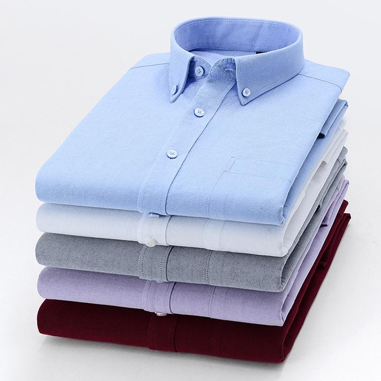 Oxford Men's Long Sleeve Printed Business Shirt - Slim Fit Turn-Down Collar