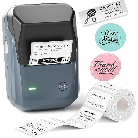 NIIMBOT B1 Label Maker Machine with Tape, Thermal Label Printer Easy To Use for Office, Home, Business, Came with One Roll White Label(2'' X1.18'')
