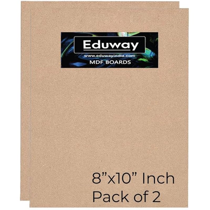 Eduway 8X10 Inch Mdf Board Wood Sheet For Mandala , Lippan, Resin Art & Craft, 4Mm Thick, Pack Of 2 - Premium Cardboard