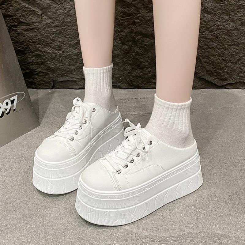 Fashion Baotou Sneakers Half Slipper Women Spring Summer Shoes Casual Slip on Thick Bottom Fashion Casual Lazy Women Vulcanize Shoes