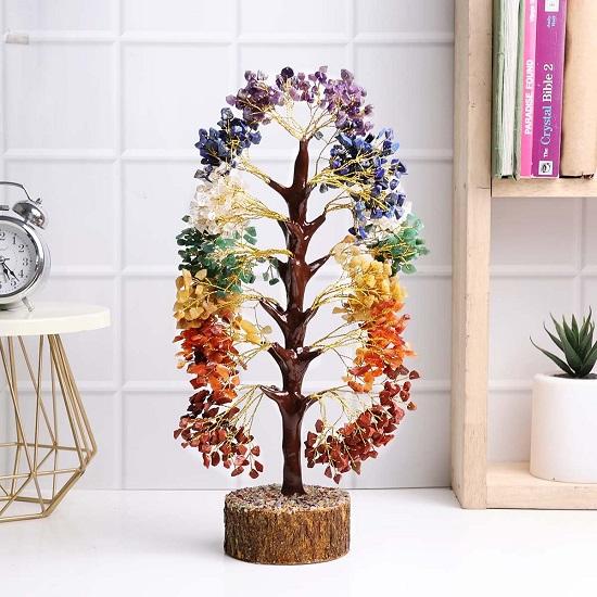 Seven Chakra Tree  for Home Decoration Crystal Tree for Positivity Goodluck GemstoneStone Tree for Living Room,Decor Gift