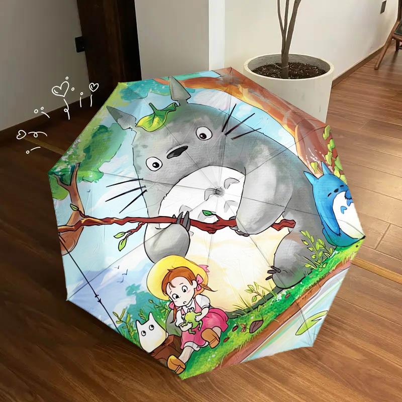 1pz Totoro, Ombrello di Alta Qualità a Tema Foresta, Ombrello ad Apertura e Chiusura Automatica, Ombrello Multifunzionale G0811097
