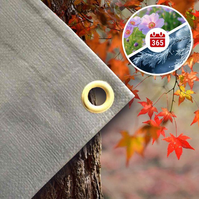 Bâche 280 g/m², grise, bâche de protection, étanche et résistante, 6x10 (60m²)