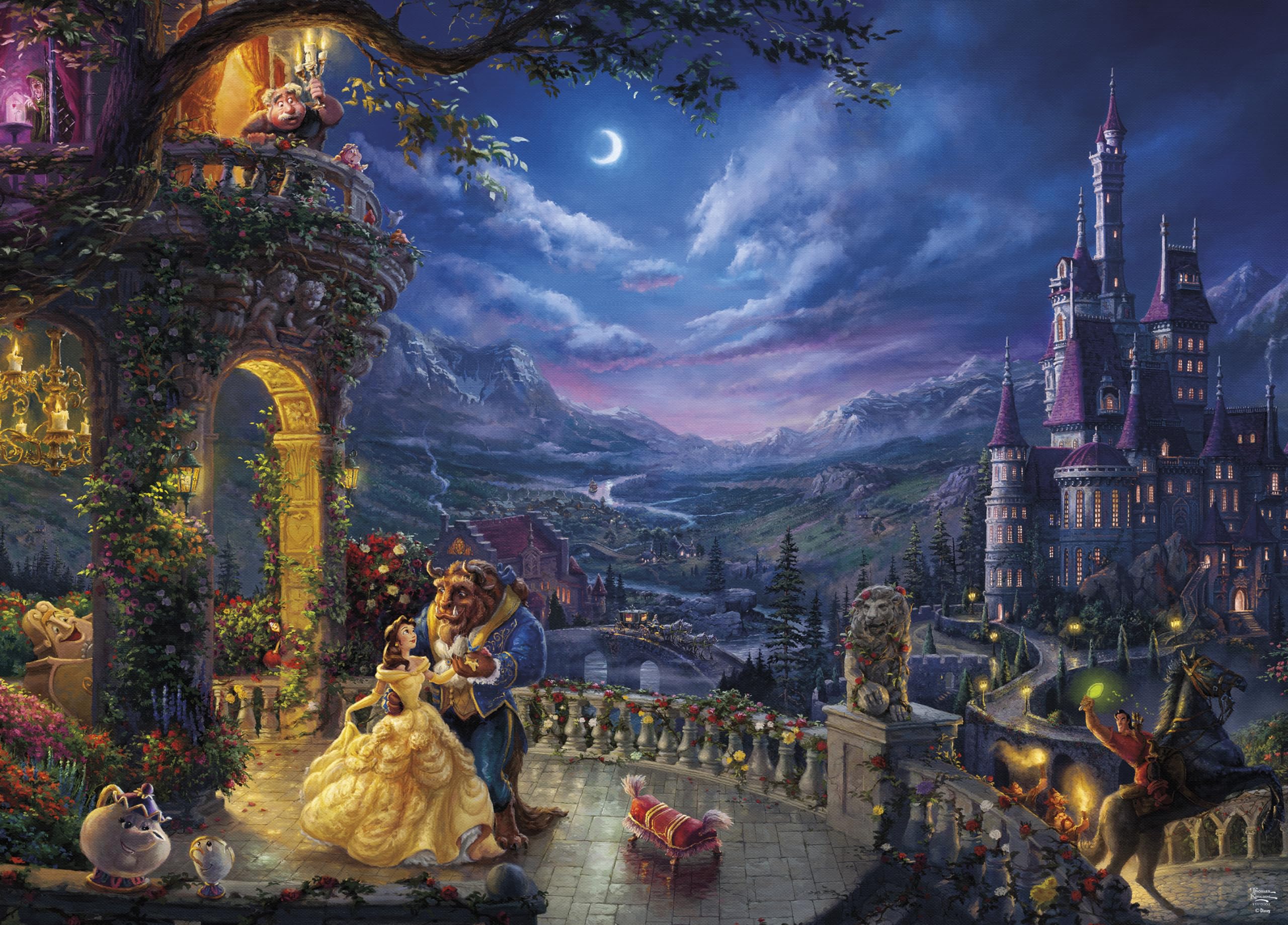 

Ceaco Thomas Kinkade Disney Красавица и чудовище, танцующие в лунном свете, пазл из 1000 элементов - - - -