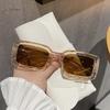 Retro Square Sunglasses Women Fashion Tea Pink Shades UV400 Men Clear Champagne Glasses Frame Rivet Decoration Sun Glasses