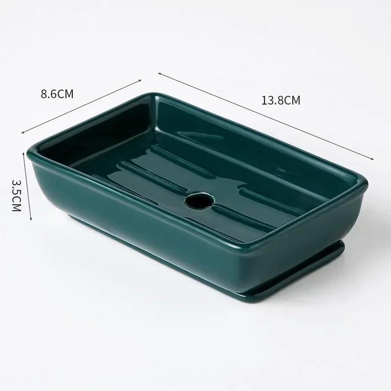 Light Luxury Soap Holder Ceramic Rectangle Household Bathroom Accessories Soap Dish Holders Restroom Organizer Kitchen Storage