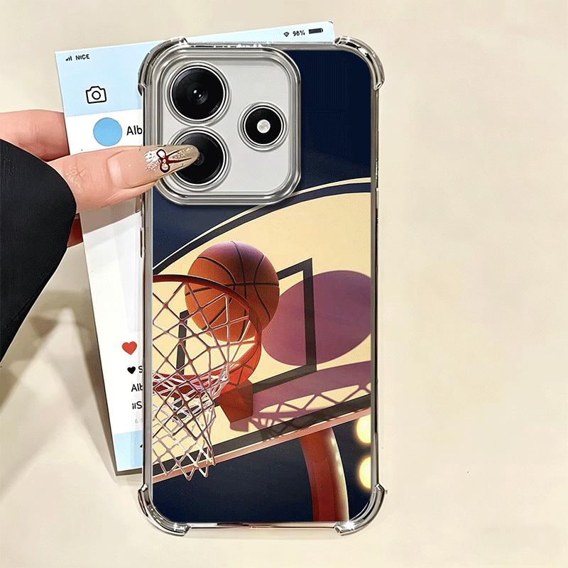 Basketball Basket Sports Plating Phone Case For Xiaomi Redmi Note 14 15 Pro Plus 13 12 11 11S 11T 10 9S 9 5G Anti-Fall Airabag C