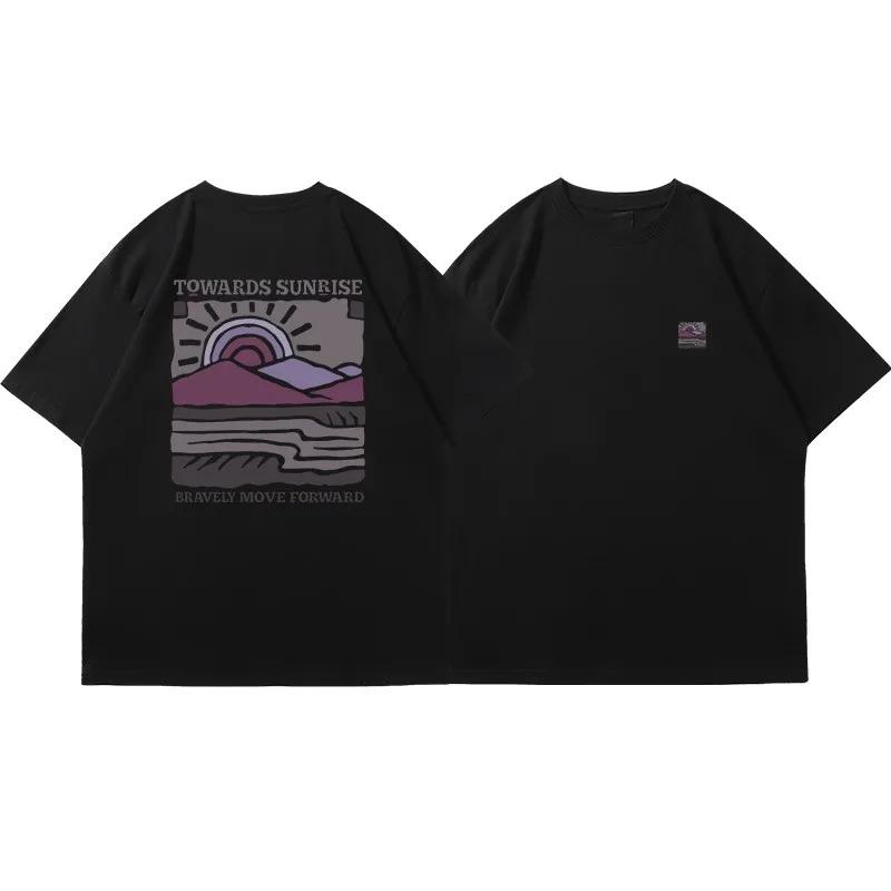 American Retro Pattern Printed Short-sleeved Crew Neck Cotton T-shirt Unisex Oversized Top Casual Loose Fashion Streetwear Top