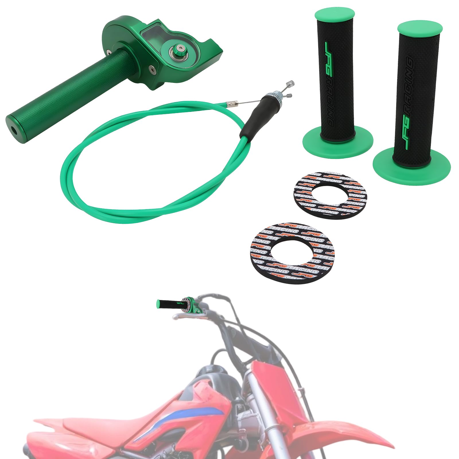 JFG Motorcycle High Throttle Kit Visual Throttle + Throttle Wire зелёный