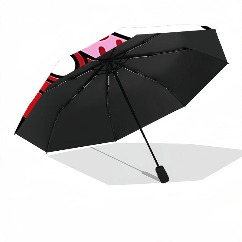 1pc Hello Kitty Heart Print Umbrella - Automatic Open/Closed, Portable Folding Design, 8-Rib Iron Frame, Outdoor, Ideal Gift for Fans, Travelers, Dail