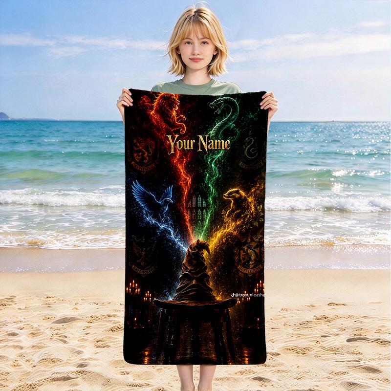 Custom Name Hat Stylish Digital Printing Beach Towel Quick‑Drying Absorbent Blanket for Beach Pool Gym Travel