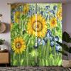 2pcs- Fresh Oil Painting Sunflower Polyester Curtains, Pole Bag Curtains 42*84, Bedroom, Living Room, Home Room Decoration