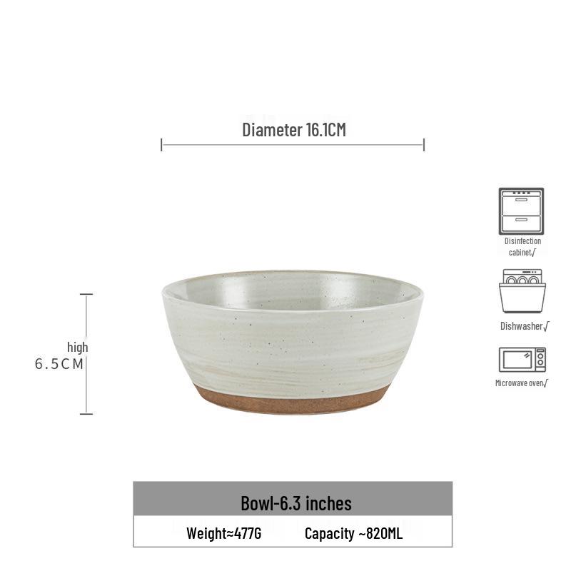Retro Ceramic Large Bowls for Soup & Vegetables - Practical Tableware for Single Serving