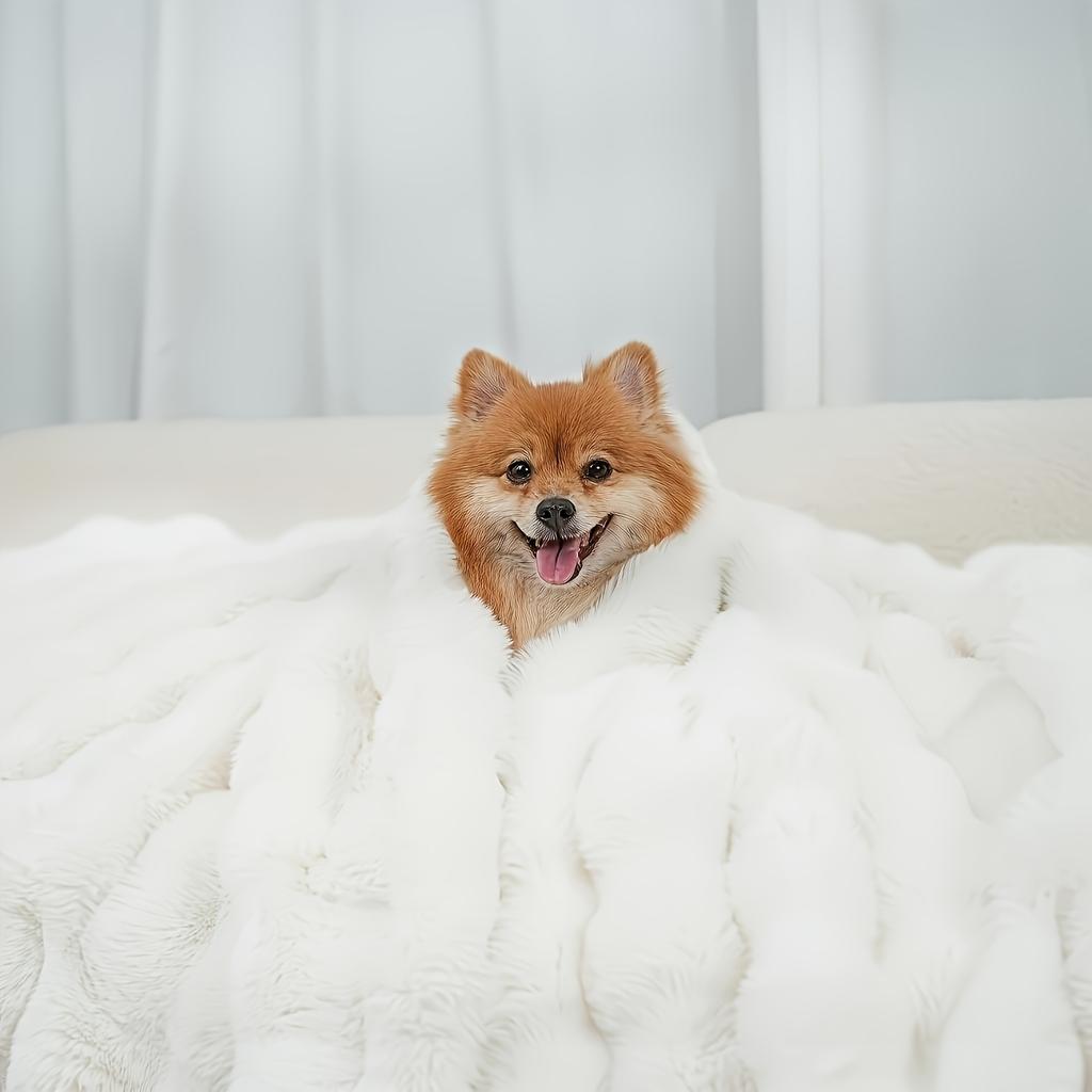 Decke aus Kunstkaninchenfell, Super schwere warme kuschelige Decken für Couch, Bett, Sofa, Blasenplüsch, flauschig, elegant, weich, reversible Nerzdecke